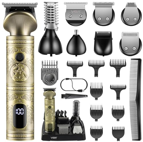 VGR Bartschneider für Männer,professionelles Herren-Bartpflege-Set, elektrische Rasierer,Schnurlose Haarschneidemaschine,Trimmer für Gesicht,Körper,Nase,Schnurrbart,Bälle,Geschenke für Männer 7-in-1