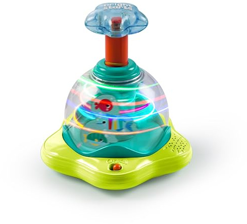 Bright Starts, Press & Glow Spinner, Musikspielzeug Kreisel mit blinkenden Lichtern und Melodien, fördert die Motorik und das Verstehen von Ursache und Wirkung, 19.05 x 17.78 x 21.59 cm
