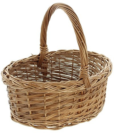 FRANK FLECHTWAREN Bügelkorb Zopfmuster 35 x 25 x 15 cm Aufbewahrungskorb Vollweide naturfarben rechteckig handgeflochten Zopfrand dekorativer Flechtkorb