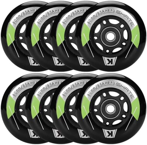 Inline Skate Rollen 80mm 76mm 72mm - 8 Stück Inline Skate Räder 85a inliner rollen mit kugellager ABEC9 | Inliner Skate Räder für K2 Hudora Gonex Apollo (A Schwarz, A 80MM)