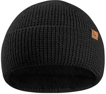 DANISH ENDURANCE Merino Kindermütze mit Fleece, Wintermütze Jungen & Mädchen, Atmungsaktive Merino Mütze, Gefütterte Beanie Mütze Kinder, Unisex, Schwarz, Einheitsgröße