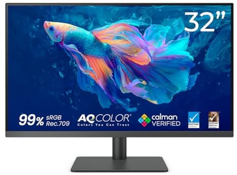 BenQ PD3205U 32 Zoll 4K Monitor für Grafiker, IPS, AQCOLOR-Technologie, 99 % sRGB, 99 % Rec. 709, Delta E ≤ 3, Werkseitig Kalibriert, Uniformity, 90W USB-C, HDMI, DP, KVM, Kompatibel mit MacBook