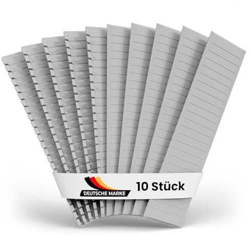 10 Stück Abdeckstreifen Sicherungskasten – Blindabdeckung für Verteilerkasten mit 12 Modulplätzen – Passend für Hager, F-Tronic, Hensel – Sicherungskasten Abdeckung universell einsetzbar (Grau)