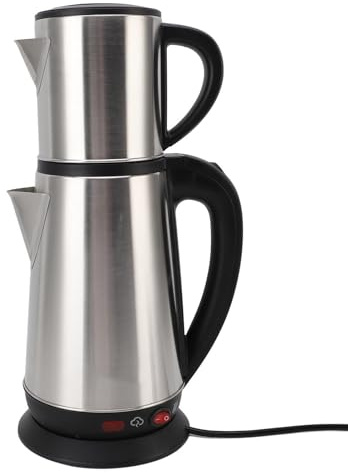 Elektrischer Türkischer Wasserkocher -Set 1L und 2L Edelstahl Schwarz und Kräutertee -Hersteller Doppelkessel Türkische Teekanne für Zuhause (EU -Stecker 220 V)