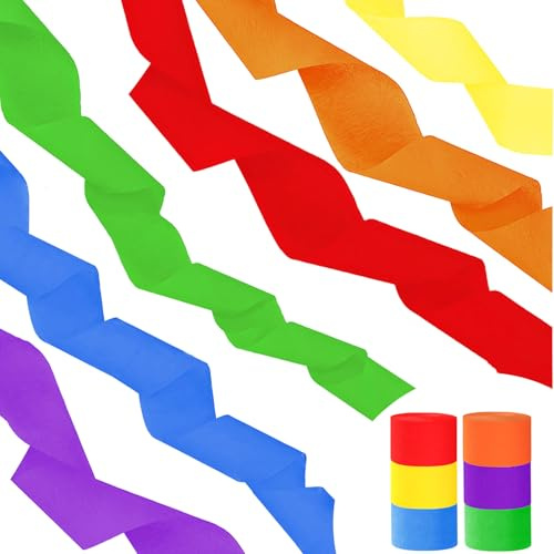 6er Set Krepppapier Rainbow kreppbänder regenbogen Party Dekoration(4.5 cm x 25 m)