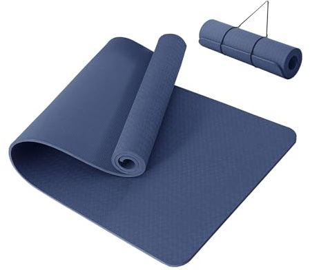 Good Nite Gymnastikmatte Yogamatte Fitnessmatte 10mm Rutschfest Trainingsmatte Sport Turn Matten Pilates Matte Bodenturnmatte Mit Tragegurt 183 x 61 x 1 cm (Marineblau, 183 * 61 * 1 cm)