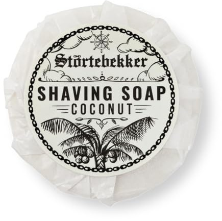 Störtebekker® Premium Rasierseife Kokos 70g - Handgefertigte Seife für ergiebigen Rasierschaum - Perfekt für die Rasur mit Rasierhobel & Rasiermesser - Vegane Rasierseife Damen & Herren