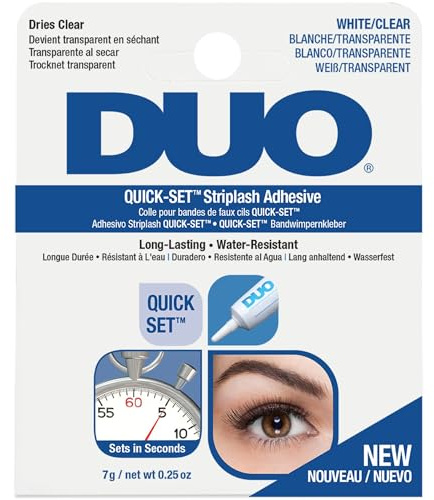 DUO Quick-Set Striplash Adhesive Clear 7g Eyelash Adheisve Applies White Dries Clear All-Day Wear Strip And Individual Lashes Sets In Sekunden Wasserabweisend Veganfreundlich Tierversuchsfreie Wimpern