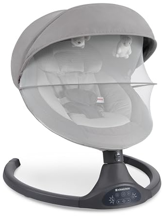 KikkaBoo Codie Babywippe Elektrisch für Neugeborene mit Musik – Baby Schaukelstuhl bis 9 kg, 5 Schwingstufen, Bluetooth, Verstellbare Rückenlehne, 10 Melodien, Hellgrau