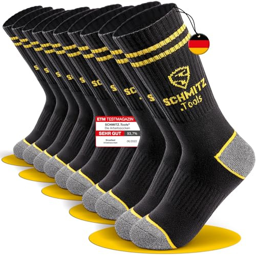 SCHMITZ.Tools Arbeitssocken Herren - Testsieger & Anti-Loch-Garantie | Verstärkte Fersen und Zehen - Work Socken aus Baumwolle - Extrem Bequem & Passgenau - Geeignet für Sicherheitsschuhe