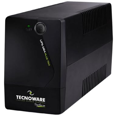 Tecnoware Power Systems UPS 750VA für PC/Modem, NICHT für Gaming/Konsole, ERA PLUS USV mit 2 Schuko, Schutz bei Stromausfall und Spannungsschwankung, ideal für PC, Modem, Überwachung, Kasse, NAS, POS