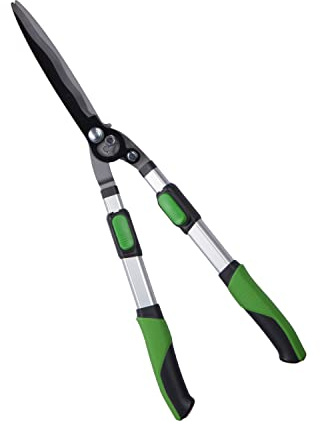 GEOLIA Teleskop Heckenschere 66-90cm Buchsbaumschere Wellenschliff Gartenschere Alu verstellbare Strauchschere Astschere