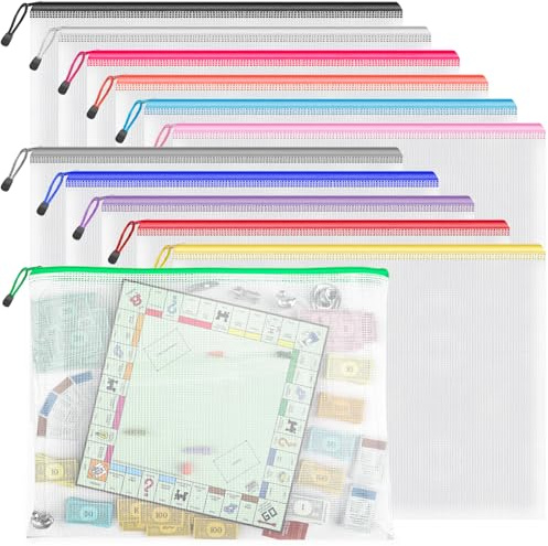 Umriox Dokumententasche A3,12pcs Dokumentenmappe mit Reißverschlusstasche | Zip Beutel Dokumentenmappe A3,Taschen Kunststoff Dokumentenmappen für Quittung,Papier,Schule,Kosmetik,Reise,bunte