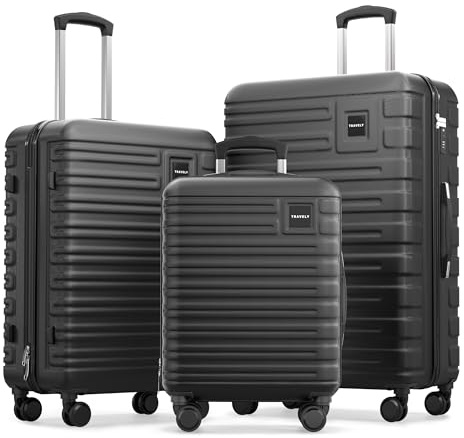 Travely Polycarbonat Koffer Set 77cm, 67cm, Handgepäck Koffer in einem Set, Sehr robuste Reisekoffer mit sanften Rollen & TSA Schloss, Reisekoffer