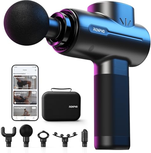 Massagepistole mit Bluetooth & App Trainingsanleitung zur Muskelentspannung | 10MM Amplitude und Tragetasche Massage Pistole–ideal für Fitnessstudio Muskelentspannung, Geschenk für Männer und Frauen
