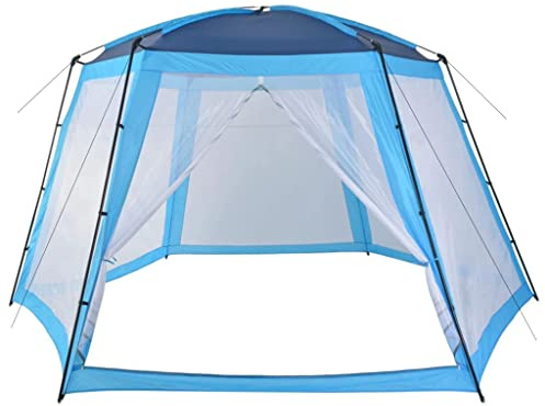 vidaXL Pavillion mit Mesh-Seitenwänden für 300cm Pool Zelt Poolpartyzelt Pooldach Gartenpavillon Aufstellpools Partyzelt Stoff 500x433x250cm Blau