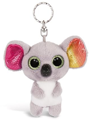 NICI 46310 Glubschis Koala Miss Crayon 9cm Schlüsselanhänger, Plüschtieranhänger mit Schlüsselring, Stofftierschlüsselhalter, graun/bunt