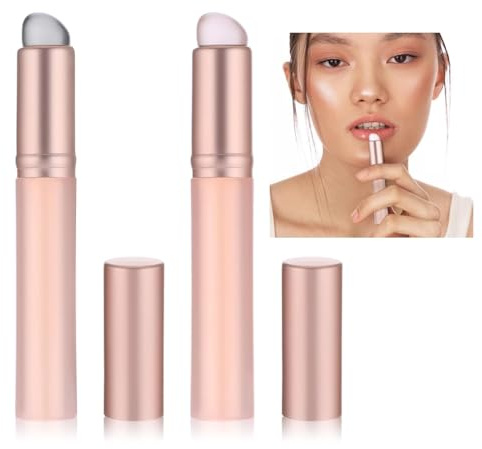 JRYXDS 2 Stück Lidschatten Applikator Runde Make-Up Pinsel Werkzeug Lippenpinsel Silikon Lip Mit Kappe Multifunktional Make-Up-Pinsel Für Lippenstifte Lipgloss Lippenbalsam Concealer Und Nagelkunst