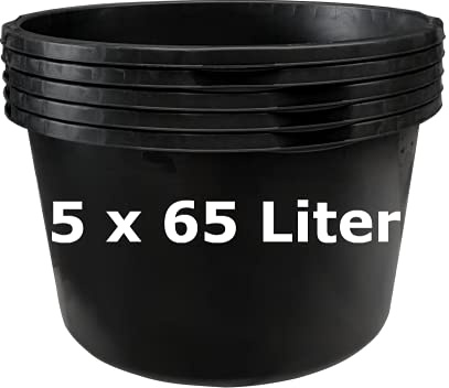 5 x Mörtelkasten Mörtelkübel Maurerkasten Pflanzkübel Mörteleimer Maurereimer (65 l rund)