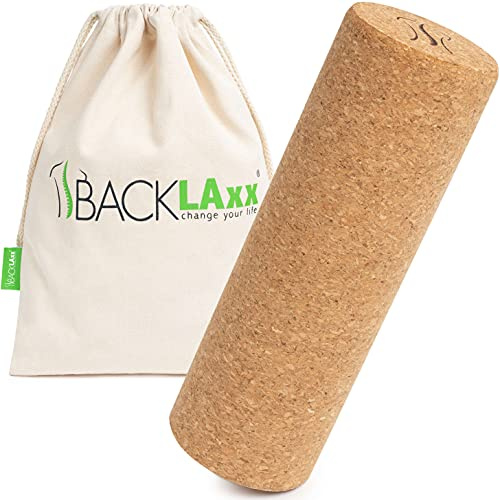 BACKLAXX ® Faszienrolle Set aus Kork – Fazienrolle Rücken Wirbelsäule - schadstofffrei, antibakteriell inkl. Anwendungsvideos – Faszien Set, Massage Set, Faszienrolle Wirbelsäule