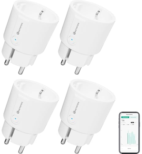 KETOTEK Smart WLAN Steckdose, Smart Home Alexa Steckdose mit Stromverbrauch messen, WiFi Steckdosen mit App-/Sprachsteuerung, Kompatibel mit Alexa, Google Assistant, Kein Hub notwendig (4er-Pack)