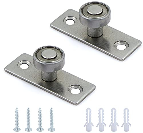 Schiebetür Bodenführung Boden Rollenführung Kugellager - 2 Stück Schiebetürbeschlag aus Metallic, Schiebetürsystem Laufschiene, Fenster- und Türensuchgerät, Wandmontage für Tür Unterseite, Silber