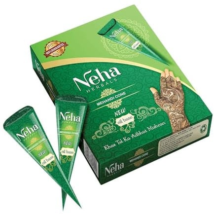 Neha Heena Con Paste Tube 6er-Pack Mehendi - Natürliches für temporäre Tattoos, Einfache Anwendung, Langanhaltende Farbe | Ideal für Hochzeiten, Feste wie Eid mit Kajal (6er Pack)
