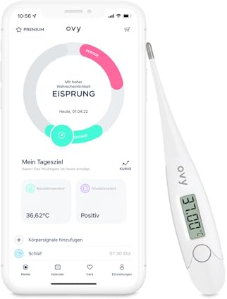 Ovy® Basalthermometer mit EU-zertifizierter Ovy App zur hormonfreien Verhütung und bei Kinderwunsch | Eisprung-Messgerät zur Berechnung fruchtbarer Tage