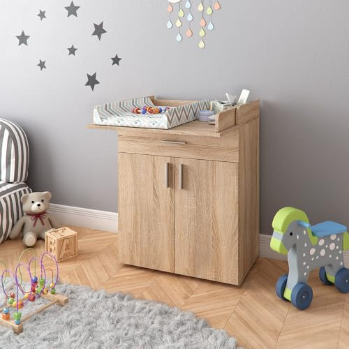 Vicco Wickelkommode Lena, Sonoma, 75.2 x 101.5 cm | umbaubar zur normalen Kommode nach der Wickelzeit