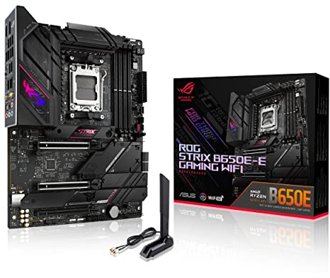 ASUS ROG Strix B650E-E Gaming WiFi Mainboard Sockel AMD AM5 | Ryzen 7000, ATX, DDR5 Speicher, 16+2 Power Stages, USB 3.2 Gen 2x2 Typ-C, PCIe 5.0, Q-Release, WiFi 6E, Aura Sync