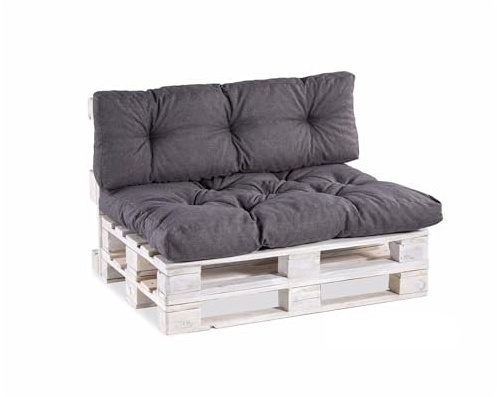 Gutekissen® Palettenkissen, Gartensofakissen, Gesteppte Kissen gefüllt mit granuliertem Poulirette-Schaum, viele Farben und Größen PPI (Sitzkissen 120x60, gesteppt Anthrazit)