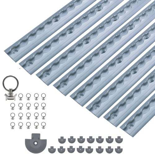 LABT Airlineschienen Set | halbrund Silber eloxiert | Sparset mit Fitting + Endkappen | Ladungssicherung für LKWs, Anhänger und Wohnmobile | Gebohrte Zurrschiene | (Sparpack 9)