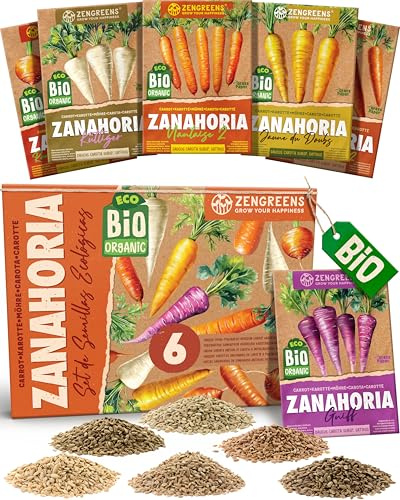 ZenGreens® - Bio Karottensamen im 6er Set - 6 Karotten Samen für den einfachen Anbau im Garten, Balkon oder Hochbeet - Pflanzensamen - Saatgut