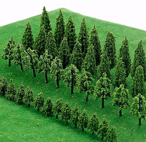 IWILCS 50 Stück Modell Bäume Miniatur, Zug Bäume Eisenbahn Landschaft Diorama Baum Architektur Bäume, Modell Bäume für DIY Landschaft, Mini Landschaft Landschaftsgestaltung