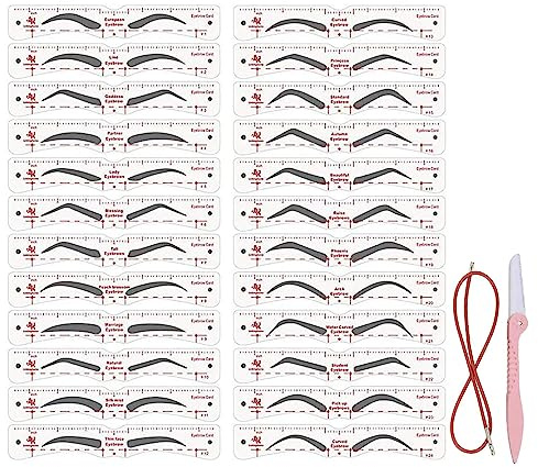 24 Stücke Augenbrauen Schablonen Satz, Augenbrauen Stempel Schablone,Braue Makeup Formung Werkzeug Enthält 24 Stücke Wiederverwendbare Augenbrauen Schablone Mit Riemen Et 1 Rasier Apparat