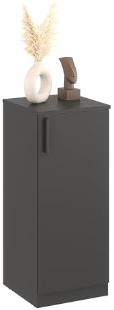 KOMTO Beistellschrank Schmal Antrazit - Midischrank, Badezimmerschrank Klein, Schmaler Schrank mit Tür | CABI 35 x 84 x 37 cm (BxHxT)