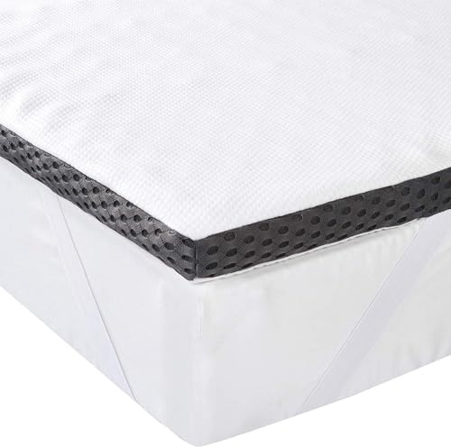 Amazon Basics Memoryschaum Matratzenauflage mit Bändern,180 x 200 cm, 4 cm Höhe, weiß