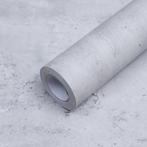 FEILAYS Hellgraue Selbstklebend Betonoptik 3d Effekt Möbelfolie & Tapeten | 40x500cm Betonoptik Möbelfolie Wasserfest für Küche, Arbeitsplatte und Wand DIY‑Dekoration