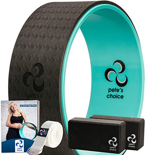 Yoga-Rad Set für Anfänger – 2 Yogablöcke, Dehnungsgurt & Übungs-eBook | Rückenrolle gegen Rückenschmerzen – für mehr Beweglichkeit & bessere Körperhaltung – Komplettes Yoga-Set für Zuhause