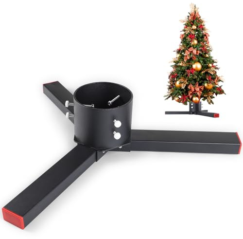 efuturetime Weihnachtsbaumständer Gross Verstellbarer Ø4-10cm Baumstämme, Christbaumständer Metall Abnehmbare für Echte Bäume 120-210cm, Tannenbaumständer für Outdoor und Innen Verwendbar, Schwarz