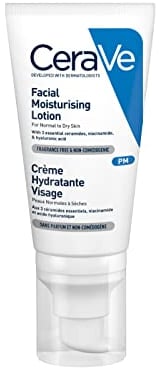 CeraVe Feuchtigkeitscreme für das Gesicht, Regenerierende Nachtcreme für trockene bis sehr trockene Haut, Creme mit Hyaluron und 3 essenziellen Ceramiden, Auch für Allergiker geeignet, 52 ml