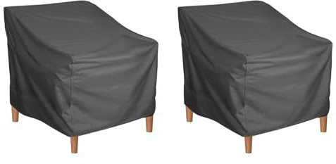 Gartenstuhl Abdeckung Wasserdicht 210D Schutzhülle für Gartenstühle, 2 Stück Stuhlabdeckung Outdoor Wetterfest Abdeckhauben für Stühle, Gartensessel Abdeckung für Gartenmöbel, 80x85x91.5cm (Schwarz)