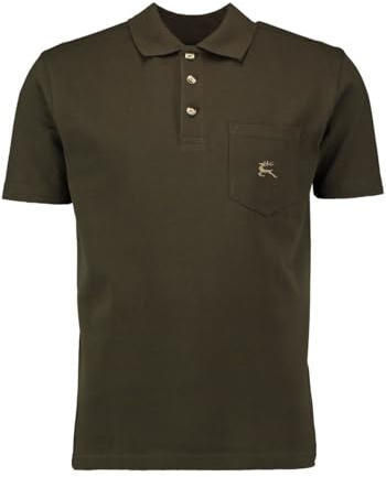 OS Trachten Herren Poloshirt Kurzarm Jagdshirt mit Liegekragen Niwio, Größe:L, Farbe:Oliv