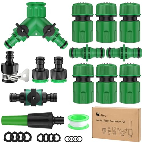 15 Stück Schlauchverbinder Set, Gartenschlauch Anschluss Verbindungsstück Schnellverbindung Leckfrei, Für Gardena Kupplung 1/2 Zoll, Schlauch Kupplung für Garten und Haus Wasserhahn