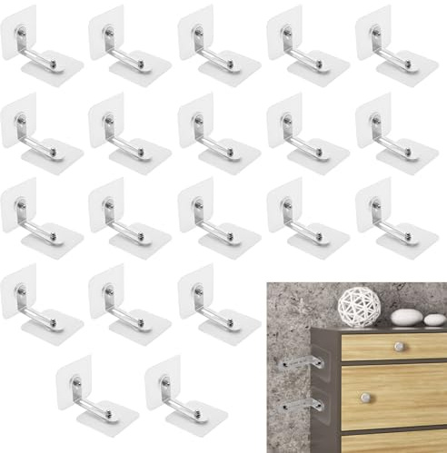 20 STK Kippsicherung Möbel Ohne Bohren, Wandanker Möbel Kippschutz Schrank Befestigung Wand Kippsicherung Wandbefestigung für Schrank Regal Kommode