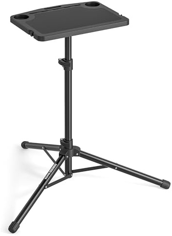 KONG MING CAR Höhenverstellbarer Fahrrad-Schreibtisch für Indoor-Bike & Laufband, klappbar, 50cm Ablage, max.20 kg Tragkraft, Tablet-/Handy-Slots & Becherhalter