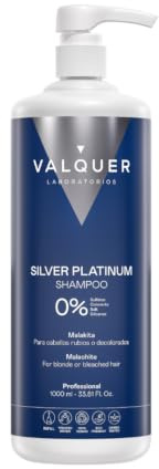 VALQUER Silver Platinum Silbershampoo | 1 L | Neutralisiert Gelb- und Orangestich in blondem, blondiertem, grauem oder weißem Haar | Mit Malachit und Vitaminen