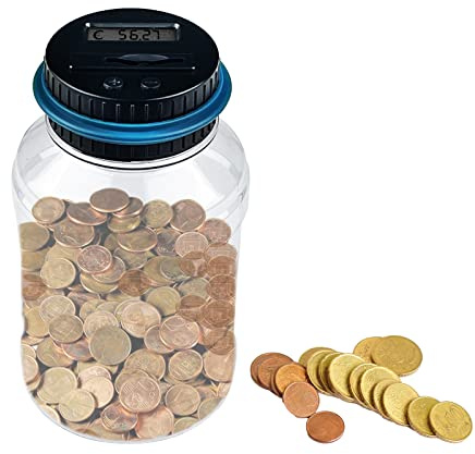 Gvolatee 1.8L Digitale Spardose, Elektronisch Sparschwein mit LCD Anzeige | Euro Geld Sparen Box Große, Transparente Münzzähler Automatisch, Coin Bank, für Erwachsene und Kindergeschenk