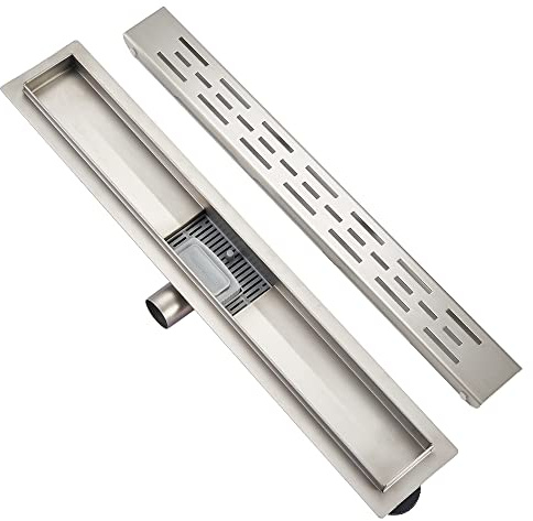 Plumbsys Duschrinne Edelstahl Länge 50cm ，H type Ablaufrinne für Badezimmer，Duschablauf Siphon mit Geruchsstop und Haarsieb，Ablaufrinne extra flach，Schnelle Drainage