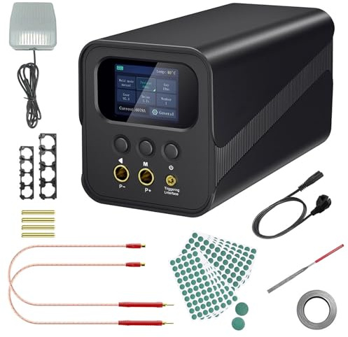 Punktschweißgerät für Akkus, Farad-Kondensator Punktschweißgerät, Akku Schweißgerät, Automatik & Fußpedalmodus, Schweißen Kupfer/Nickel/Stahl, für Herstellung Batteriepacks, mit 200 Isolierpapier